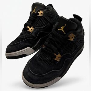 Nike Air Jordan 4 Retro Preschool Royalty Black Gold Sneakers Kid Size 13C